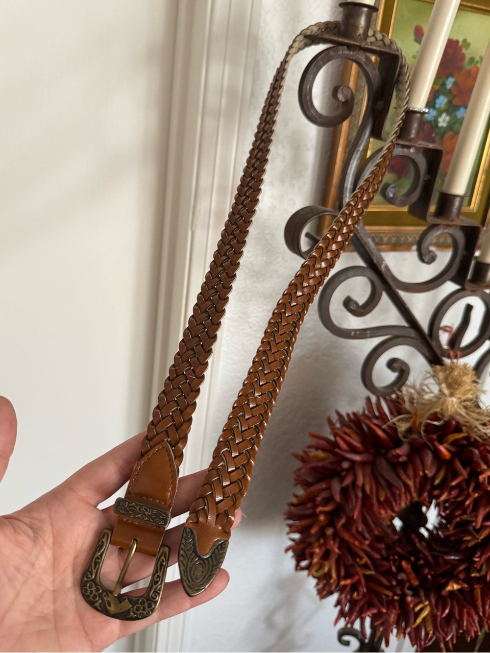 Vintage Brown Braided Belt